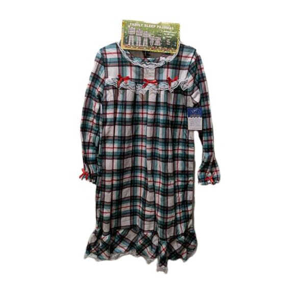 PJ'S & Presents Plaid Christmas Holiday Pajamas Dress Gown Girls Size 6 New! - Picture 1 of 9